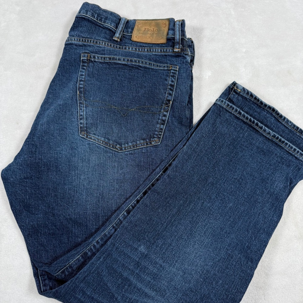 Polo Ralph Lauren Mens Jeans Dark Wash Button Fly Straight Fit 40x30 Varick Slim